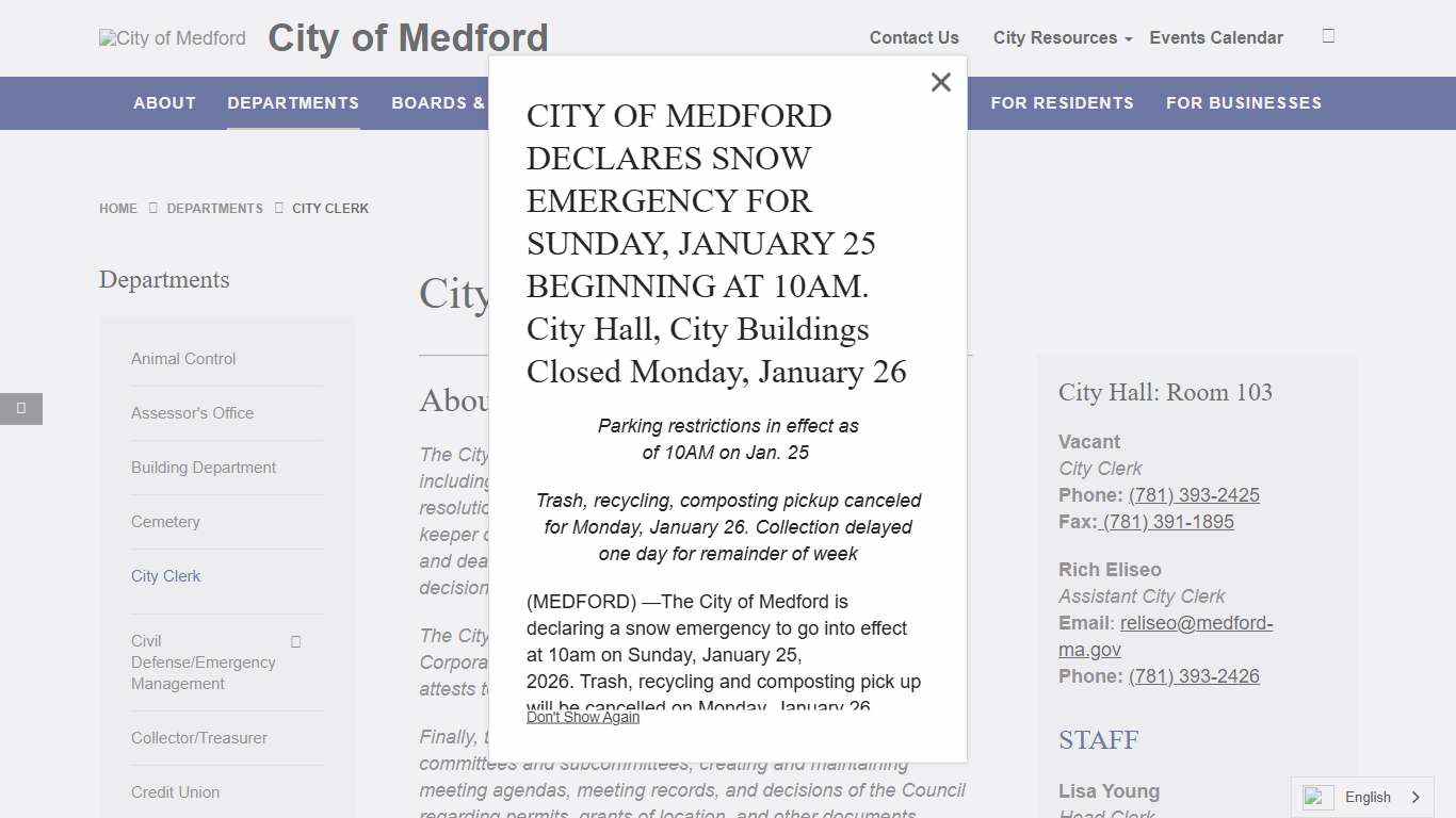 City Clerk - City of Medford