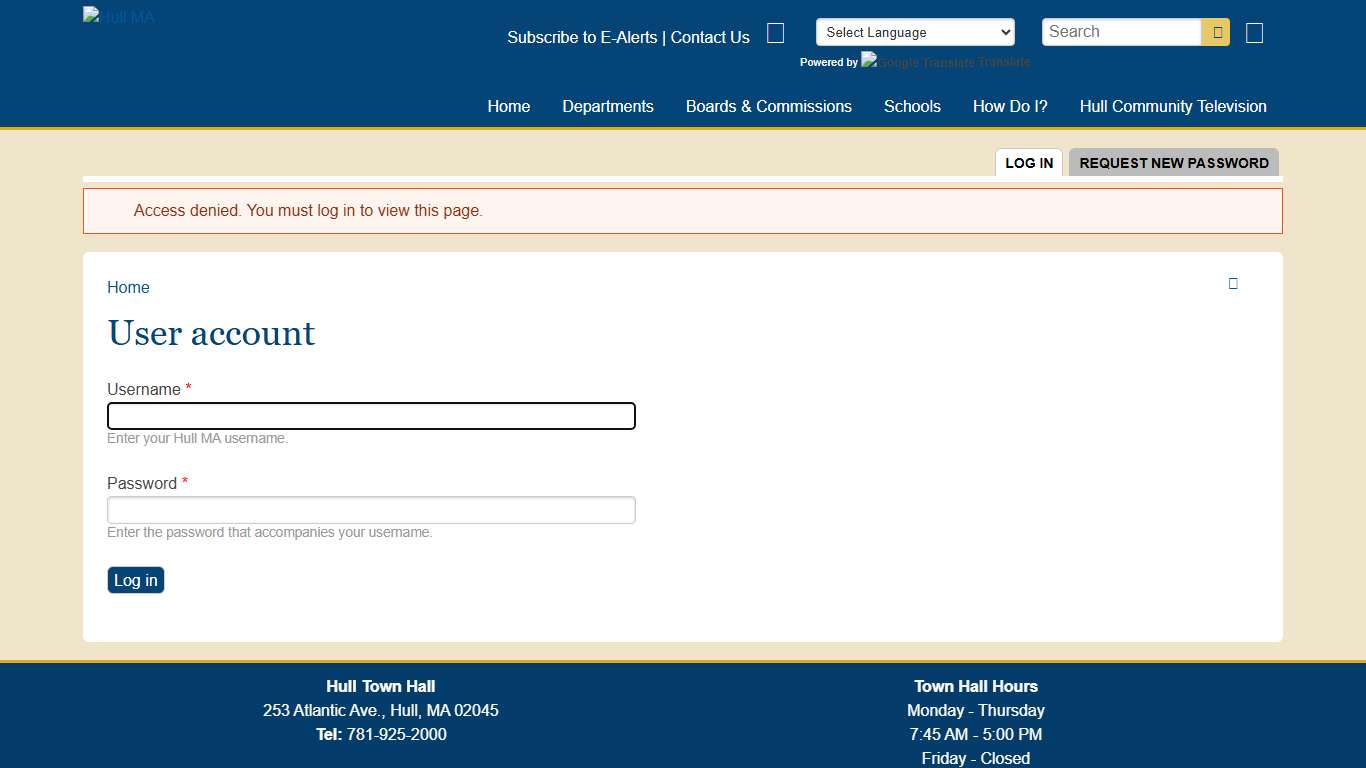 User account Hull MA